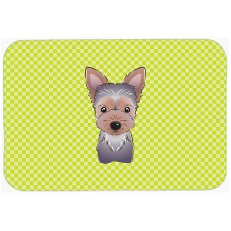 SKILLEDPOWER Checkerboard Lime Green Yorkie Puppy Mouse Pad; Hot Pad Or Trivet; 7.75 x 9.25 In. SK632144